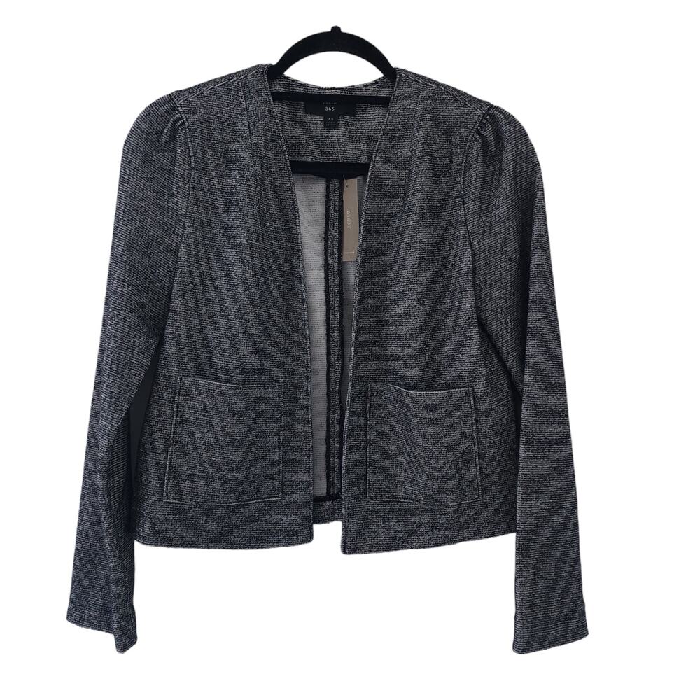 J.Crew 365 Blazer XS Heather Gray Open Boucle Long Sleeve Pockets Career Jacket